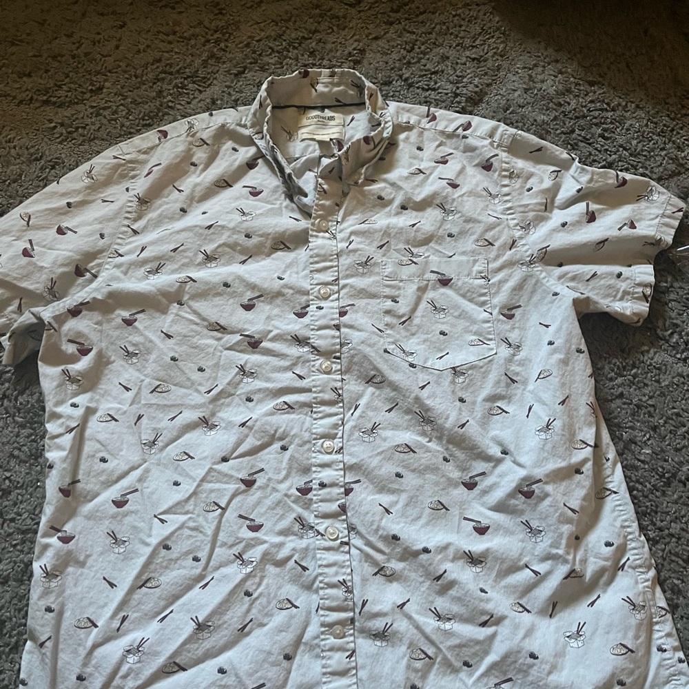 Good thread Ramen Men's Short Sleeve Button-Down Shirt Size Xl